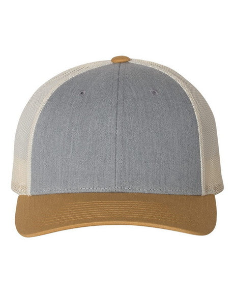 Richardson Snap Back Hats - Heathered Grey/Birch/Amber Gold