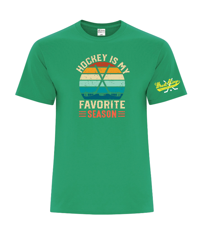 Wheat Kings Graphic Tee - Youth and adult - Hockey is my favorite season ( Black,Grey,green)