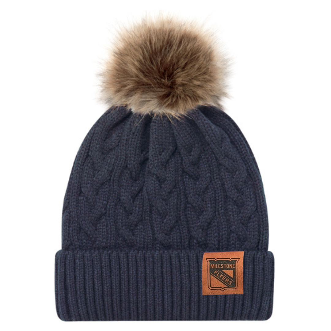 AJM cable knit toque with tab ( Navy)