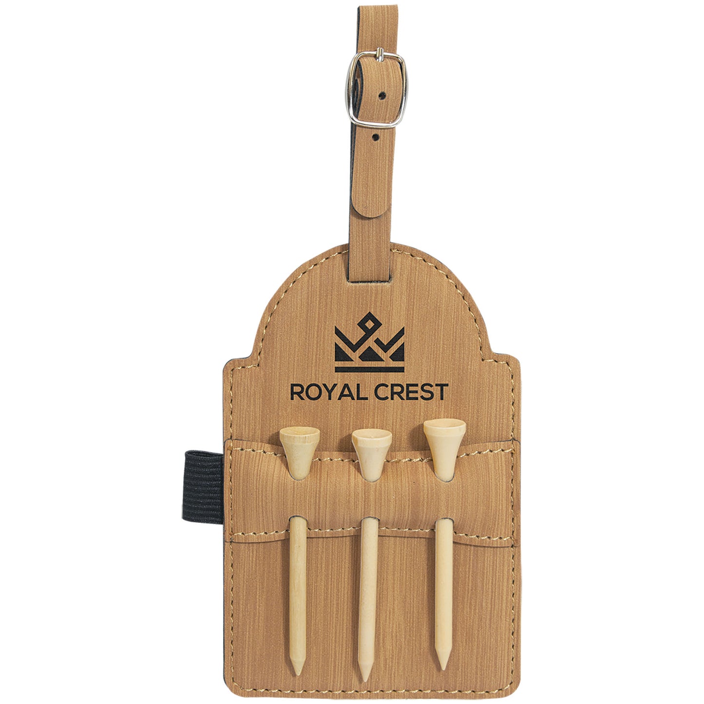 Customizable - Golf Bag Tag with 3 Wooden Tees