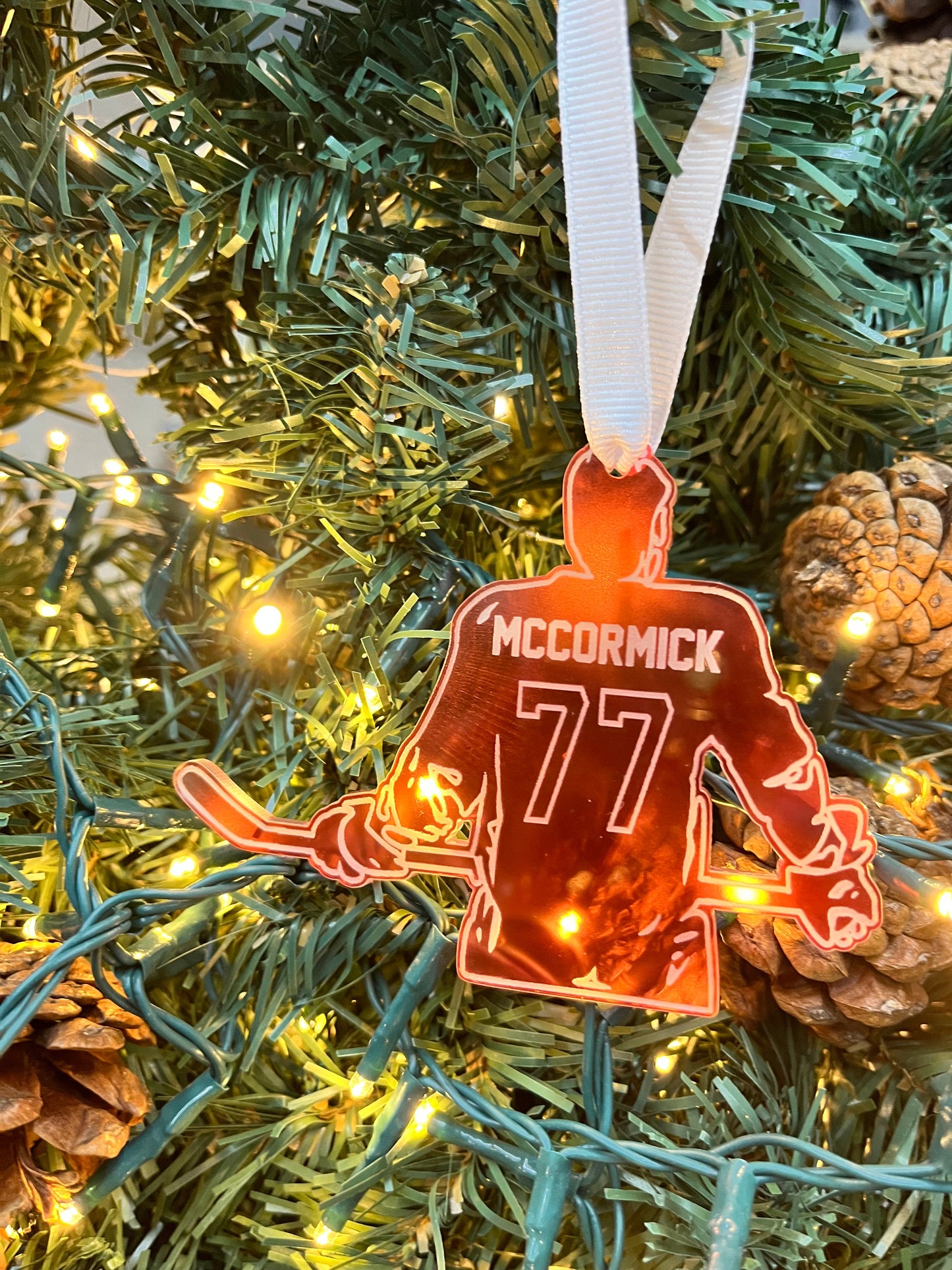 hockey ornament with name for Christmas tree