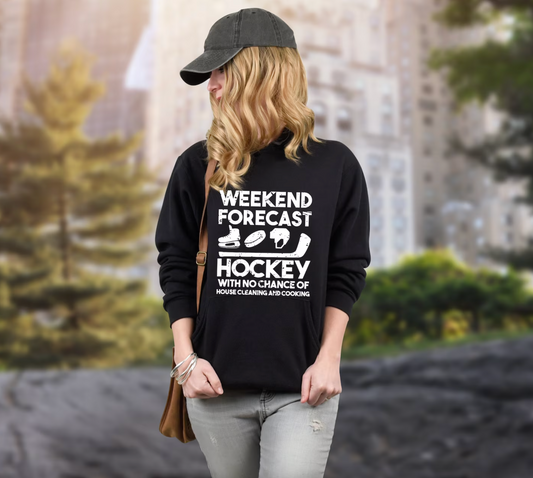 Russell Crew Neck - Adult Large BLACK with White Font- Weekend Forcast