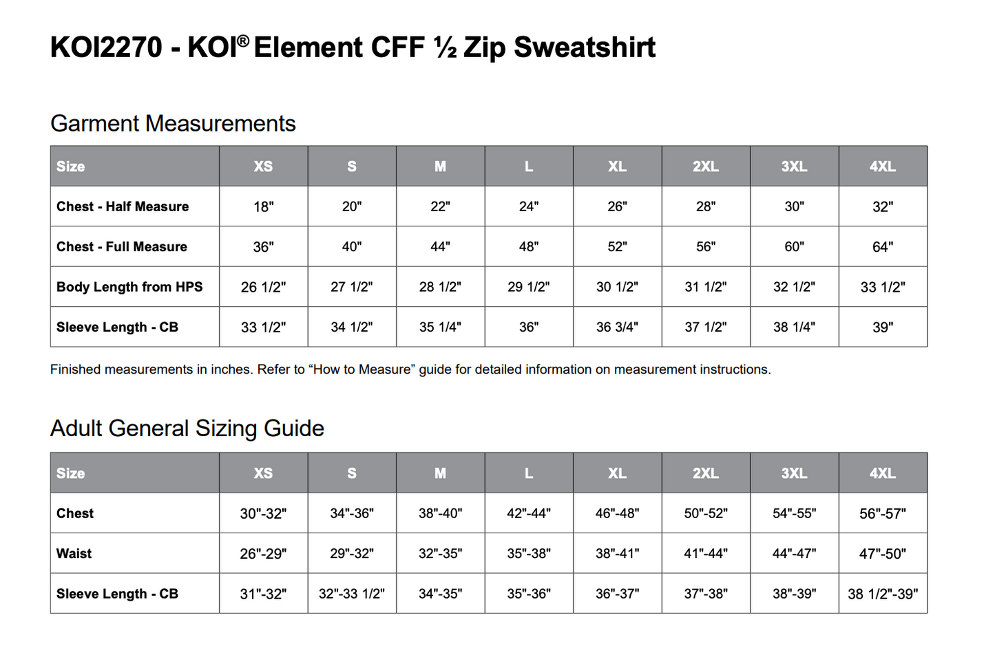 YG School - KOI 1/2 Zip - Adult Sizing