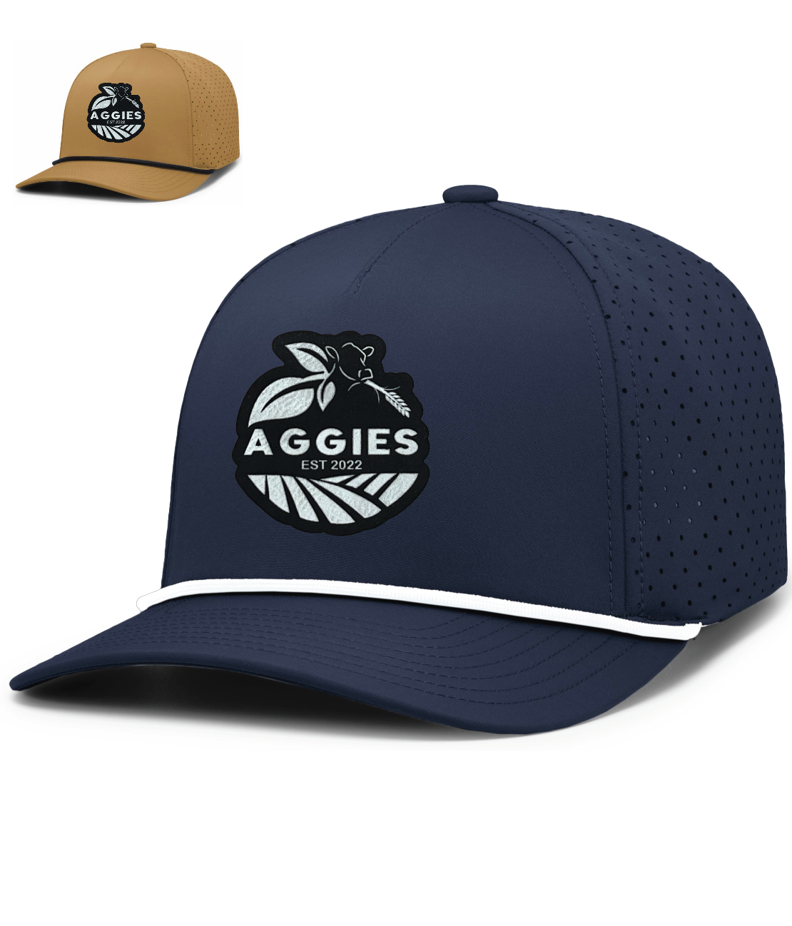 Aggies - Rope cap with engraved patch ( 2 color options)