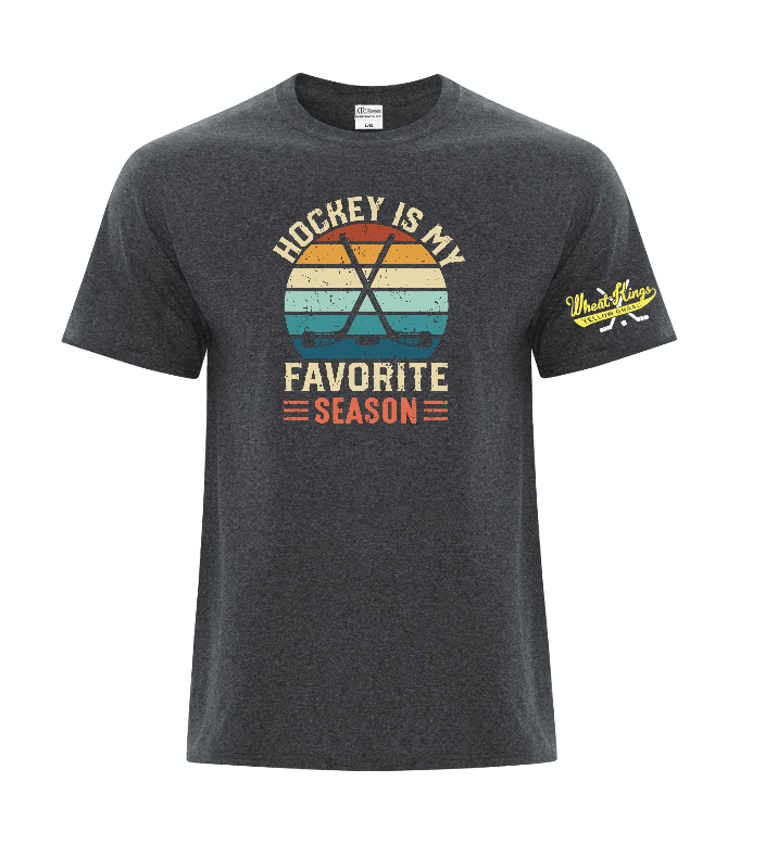 Wheat Kings Graphic Tee - Youth and adult -  Hockey is my favorite season ( Black,Grey,green)