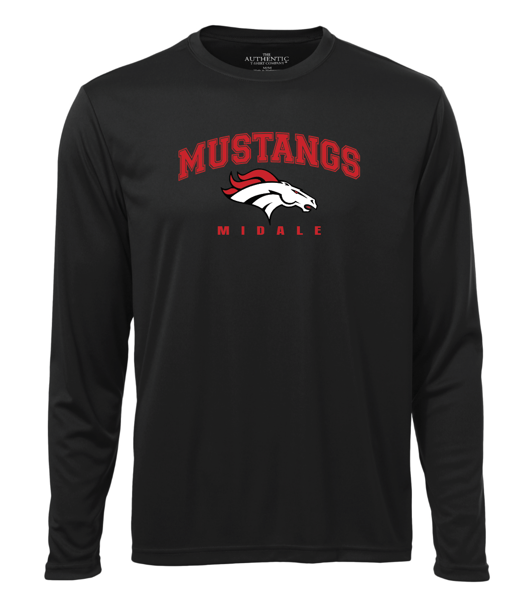 Mustangs - Athletic feel - Warm Up Shirt Long Sleeve- Youth and adult