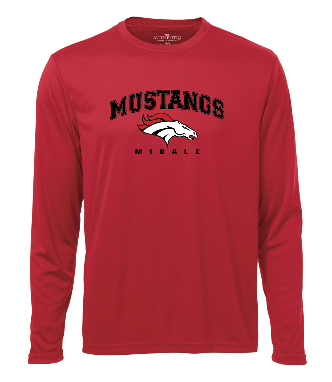Mustangs - Athletic feel - Warm Up Shirt Long Sleeve- Youth and adult