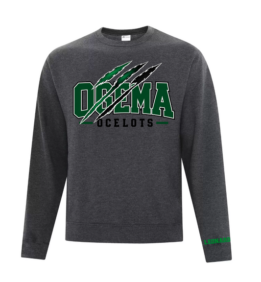 Ogema School - Crewneck - Block Letters with Swipe ( Adult and Youth)